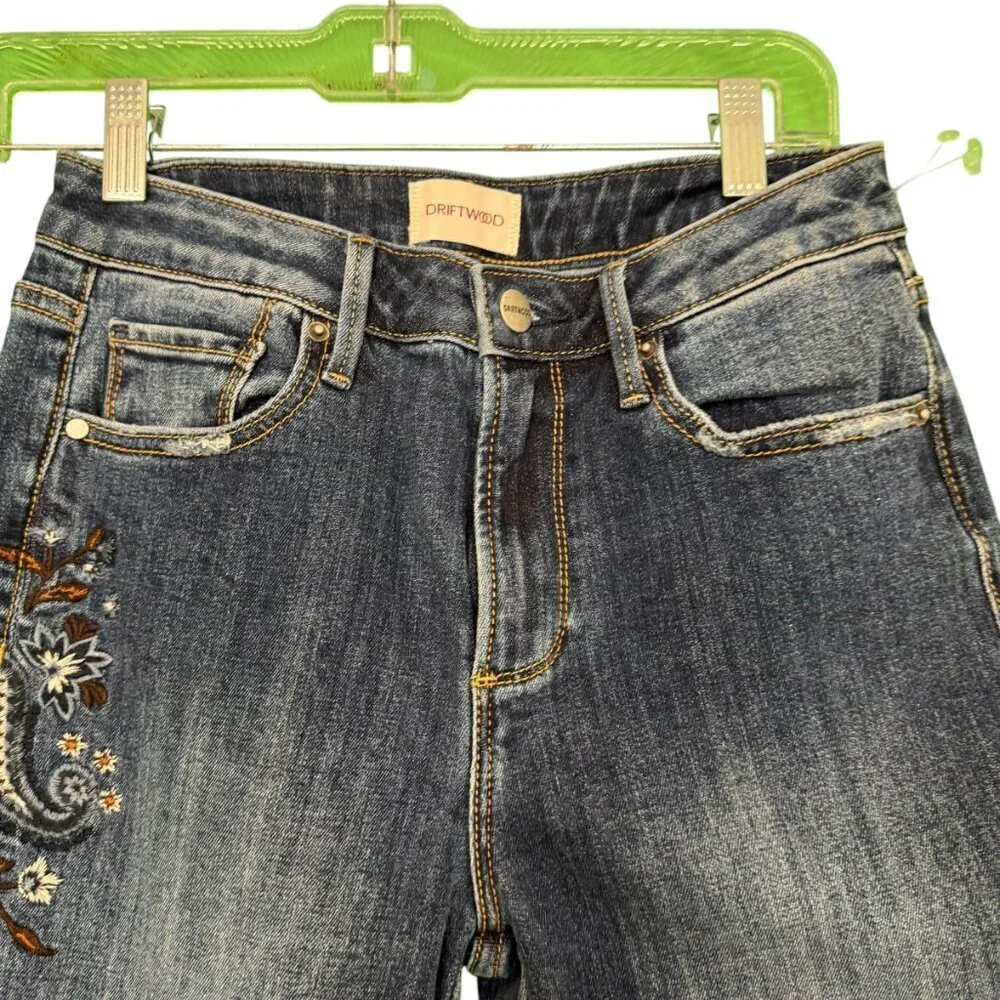Driftwood X Bluebell Fleur Jackie Embroidered High Rise Skinny Jeans W25…